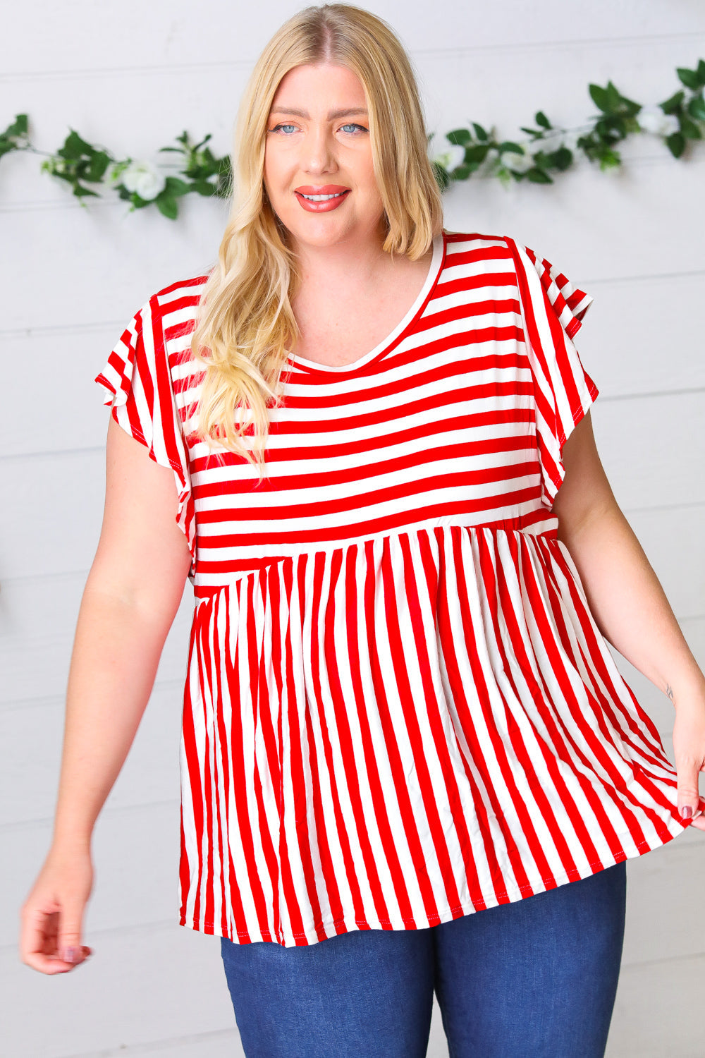 Red Stripe Babydoll Top