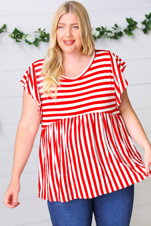 Red Stripe Babydoll Top