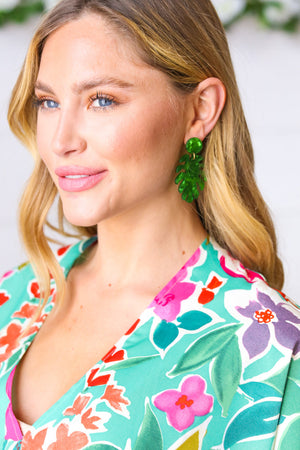 Emerald  Acrylic Monstera Leaf Earrings
