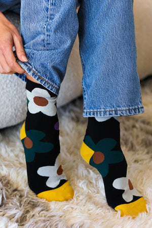 Black Floral Ankle Socks