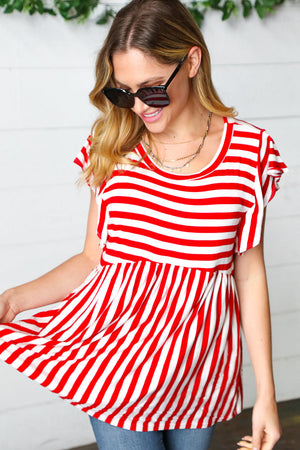 Red Stripe Babydoll Top