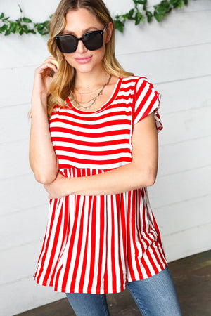 Red Stripe Babydoll Top
