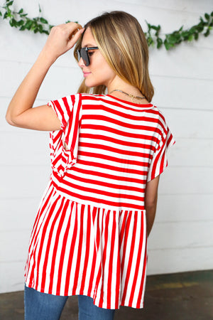 Red Stripe Babydoll Top