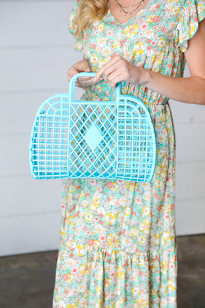 Capri Blue Retro Waterproof Jelly Beach Tote