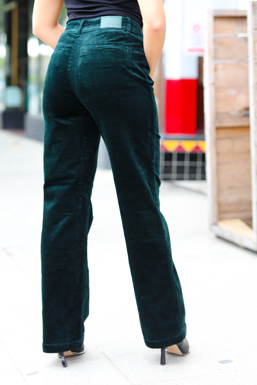 Embrace The Joy Emerald Green Corduroy High Rise Wide Leg Pants