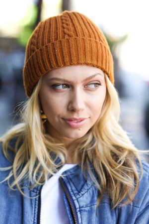 Let's Go Mustard Cable Knit Beanie