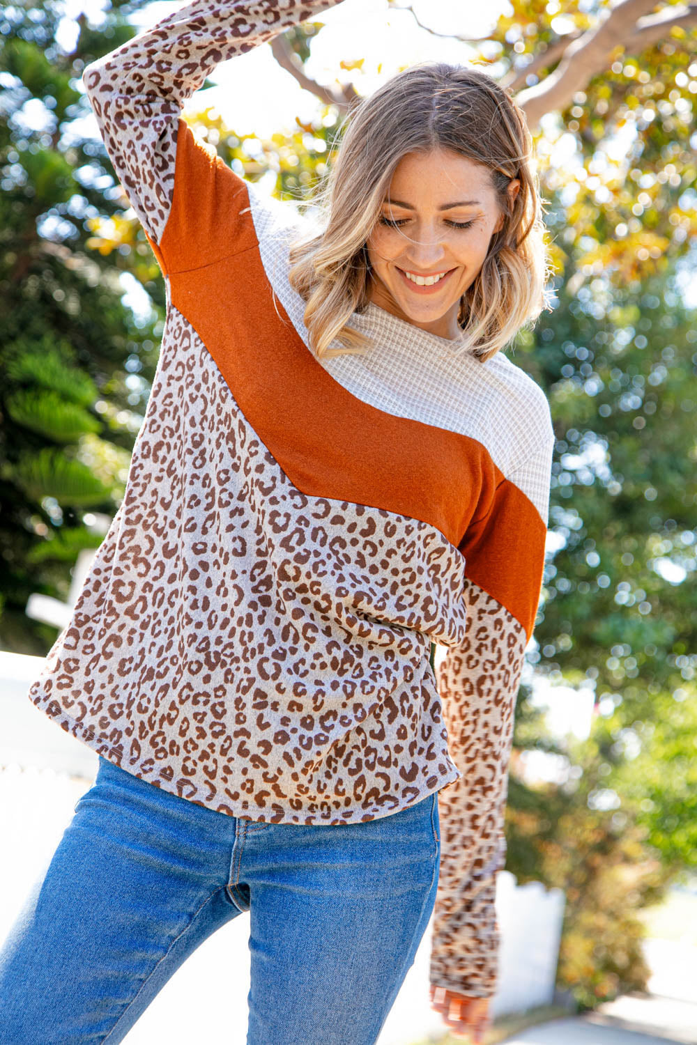 Leopard Hacci Chevron Jacquard Knit Top