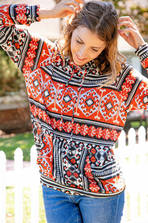 Aztec Hacci Kangaroo Pocketed Pullover Hoodie