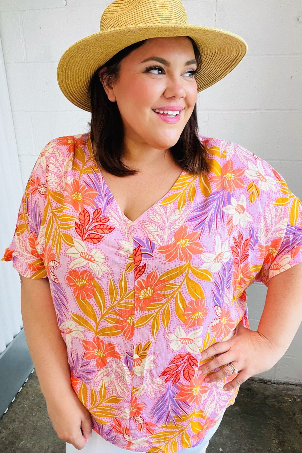 Lilac Tropical Floral Print Woven Top