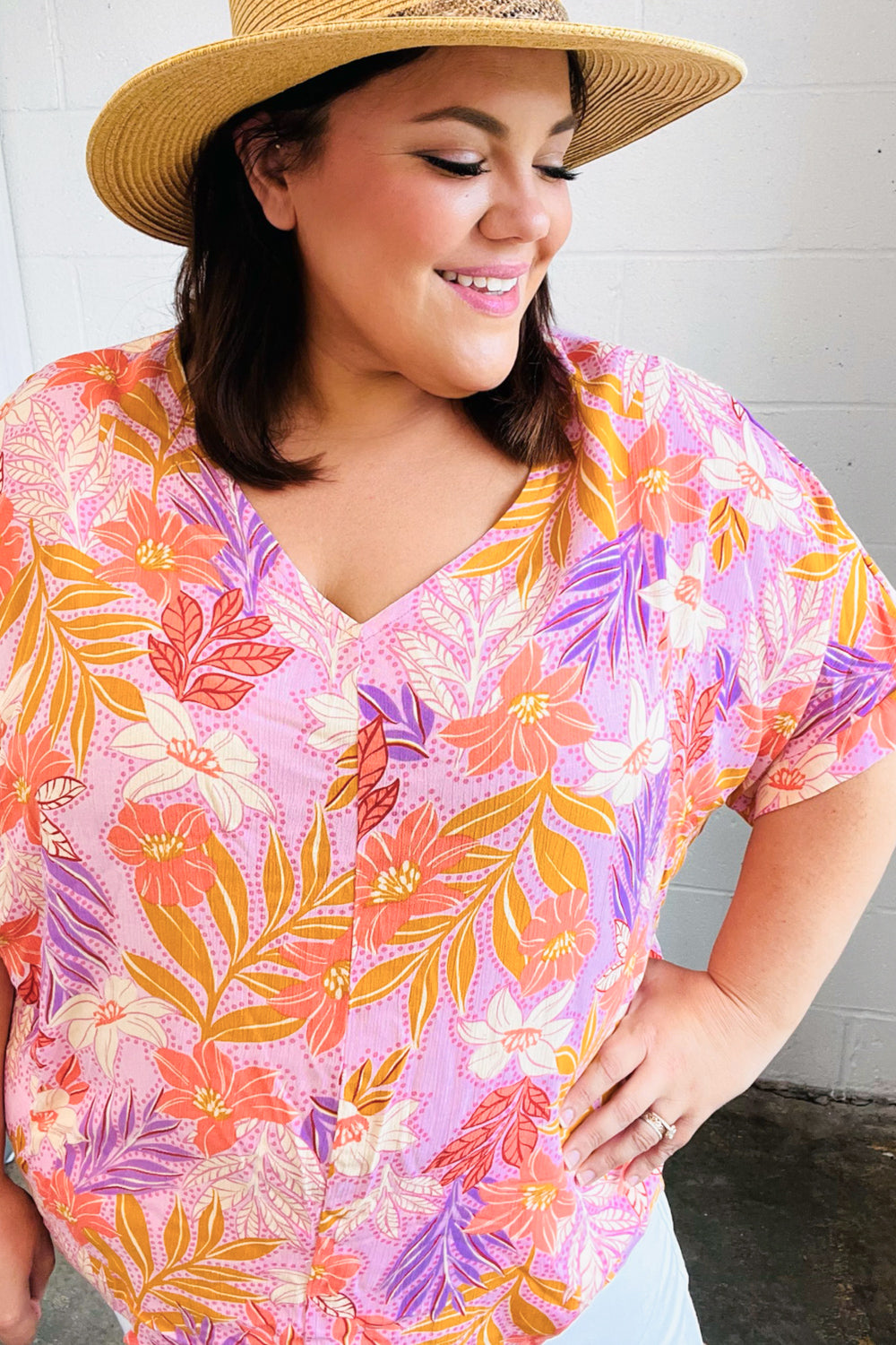 Lilac Tropical Floral Print Woven Top