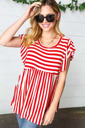 Red Stripe Babydoll Top