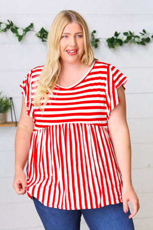 Red Stripe Babydoll Top