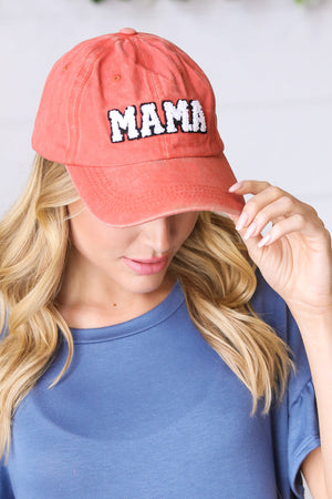 Rust Tangerine Cotton "MAMA" Adjustable Baseball Cap
