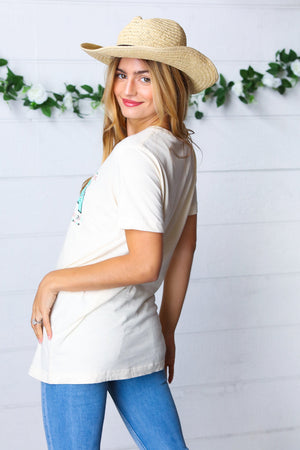 White Boat Neck MAMA Graphic Knit Tee