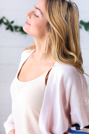 Gold Wire Rectangle Hook Drop Earrings