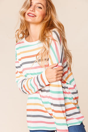 Multi Color Thermal Round Neck Knit Top