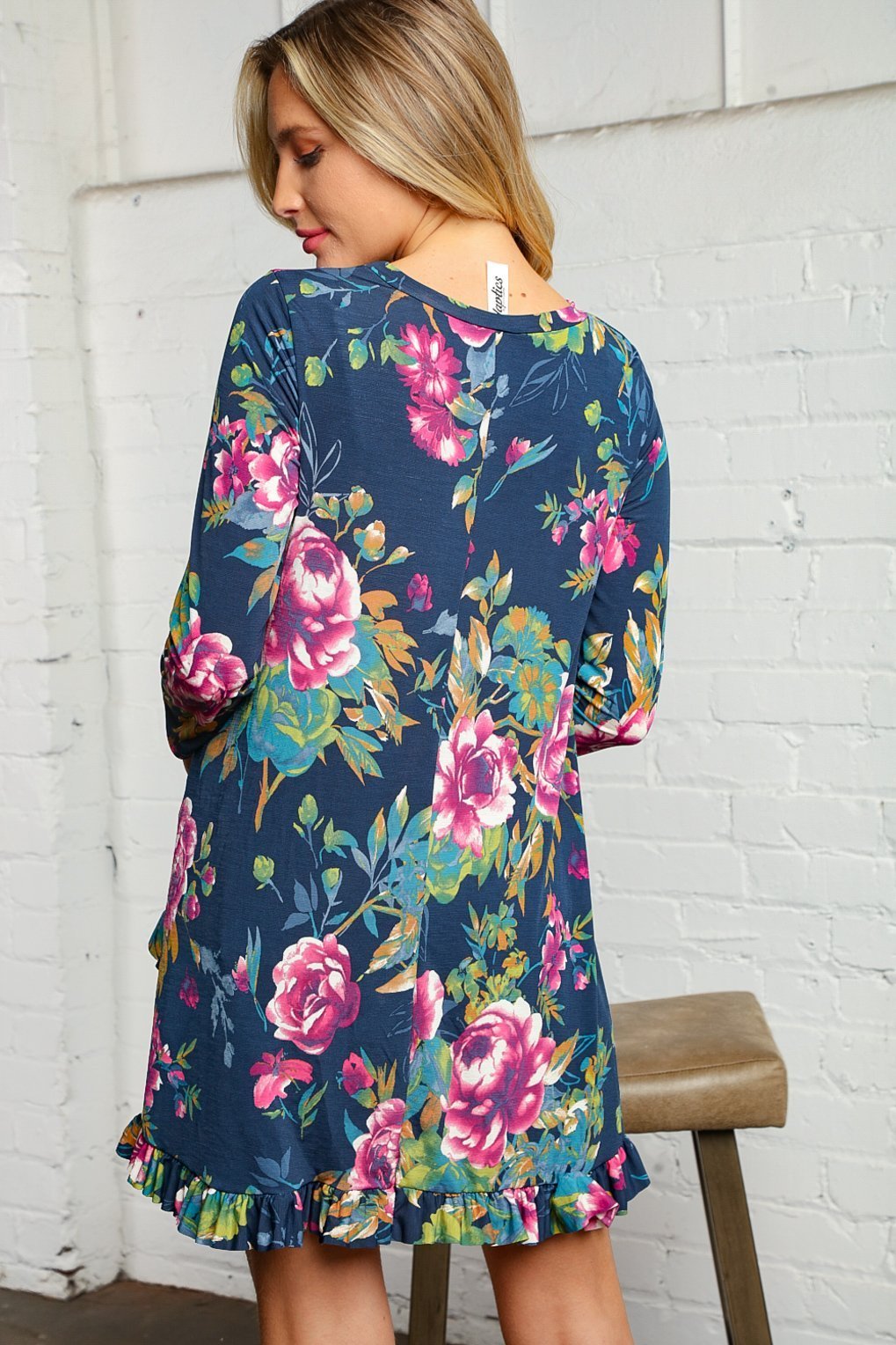 Ruffle Hem Floral Print Tunic Top