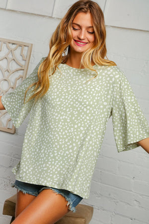 Leopard Bell Sleeve Knit Top