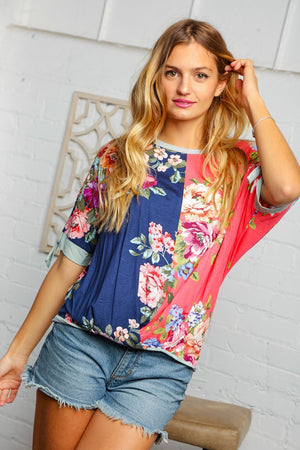 Floral Top With Knotted Short Sleeves