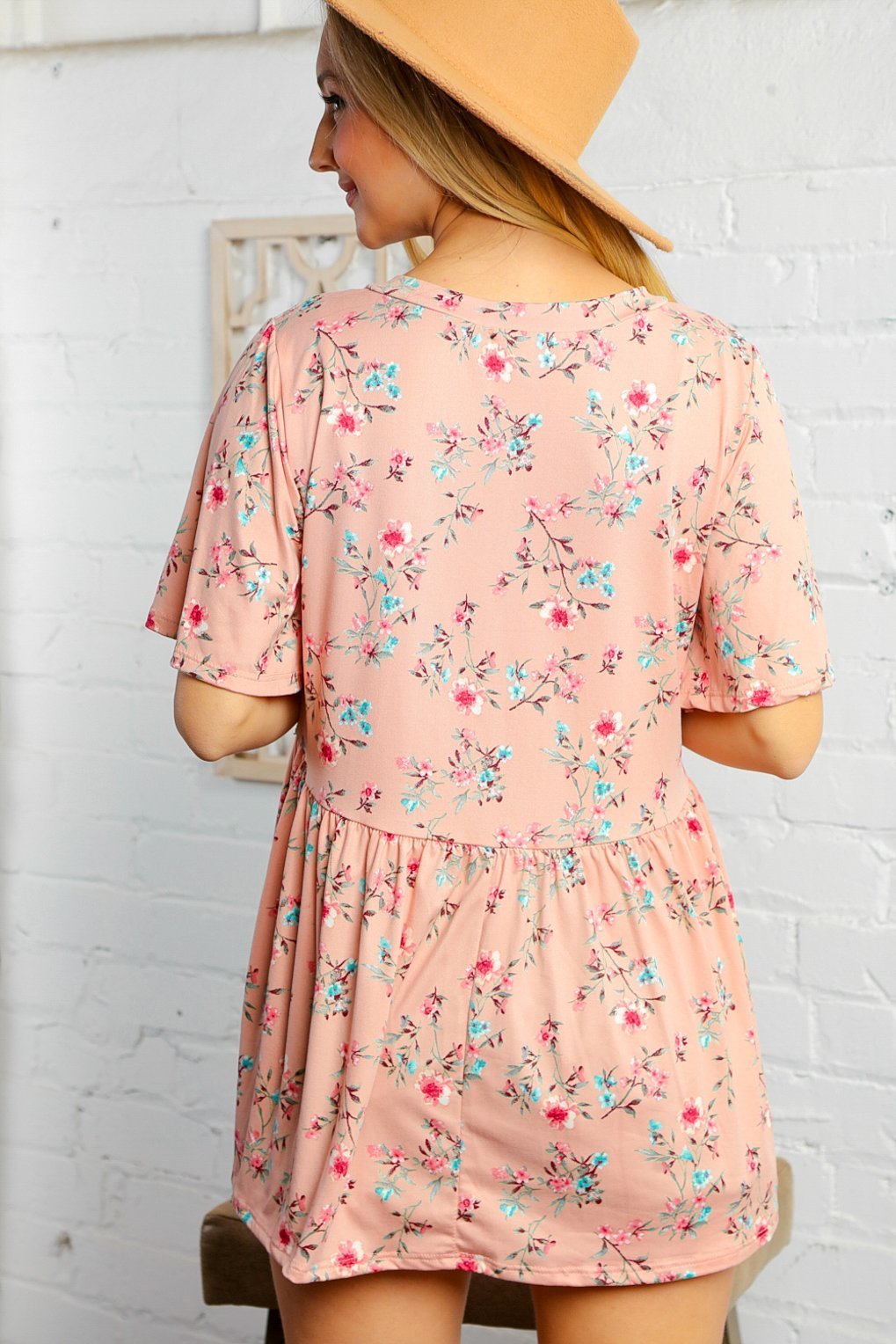 Blush Floral Crochet Babydoll Blouse