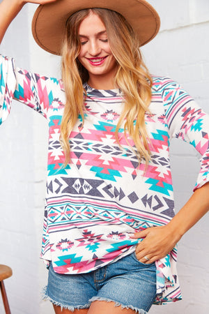 Give Me That' Tribal Bell Sleeve Blouse