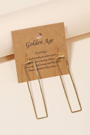 Gold Wire Rectangle Hook Drop Earrings