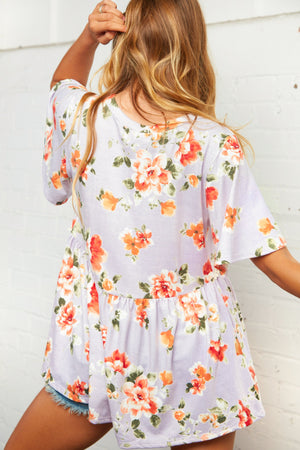Lilac Lace Trim Babydoll Top