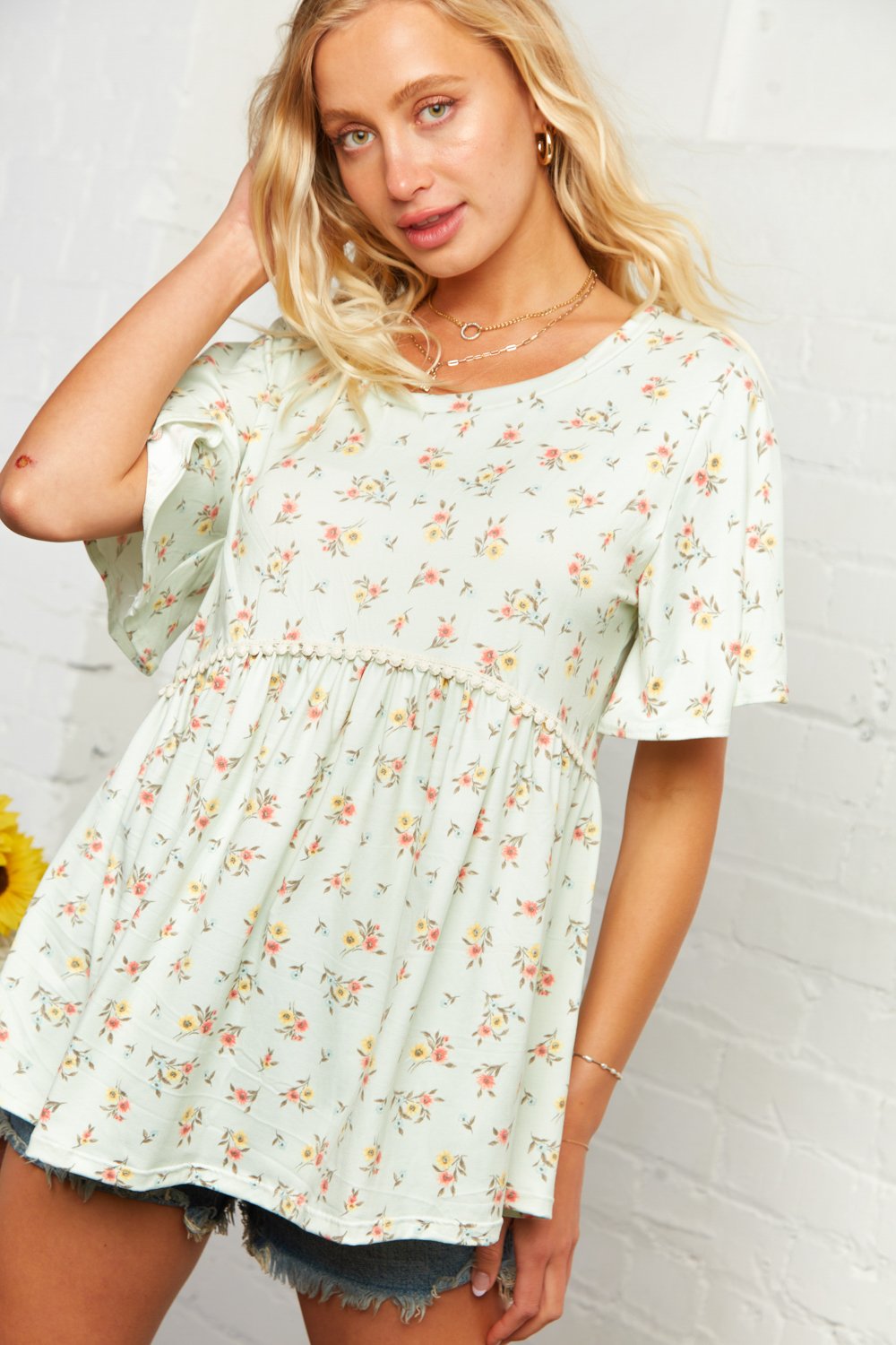 Floral Babydoll Crochet Lace Top