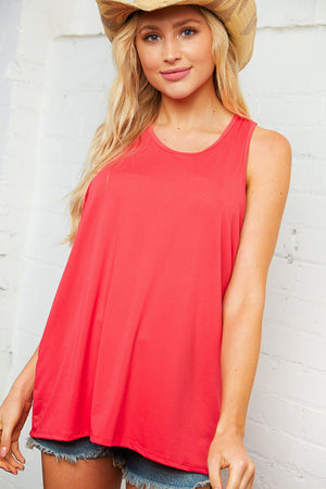 Coral Red Twisted Racer Back Tank Top