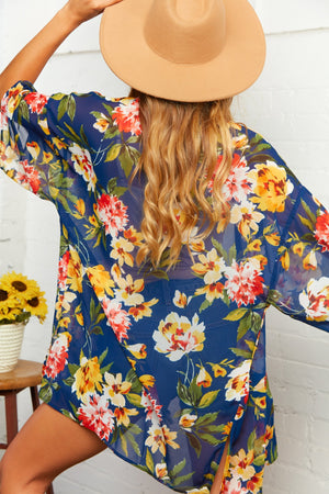 Safire Watercolor Floral Print Kimono
