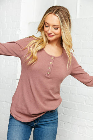 Crochet Back Button Down Thermal Top